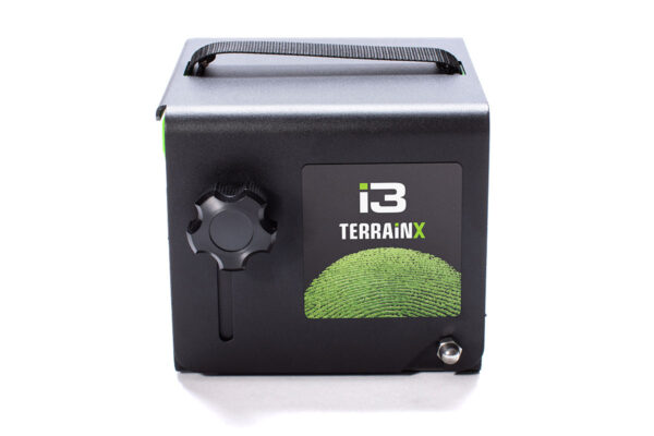 A sideview photo of a closed TerrainX device