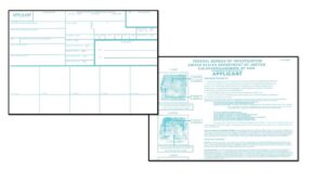 A photo of FBI FD-258 fingerprint card front and back